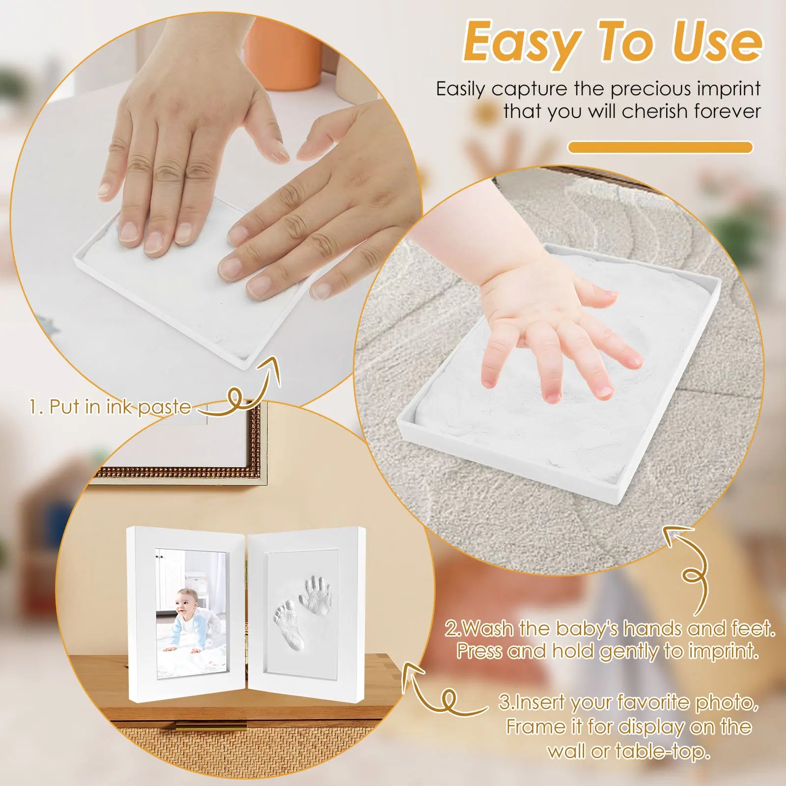 Baby Hands and Footprints Clay Photo Frame Create Lasting Memories with This Baby Hand and Footprints Kit Gifts for Boys Girls